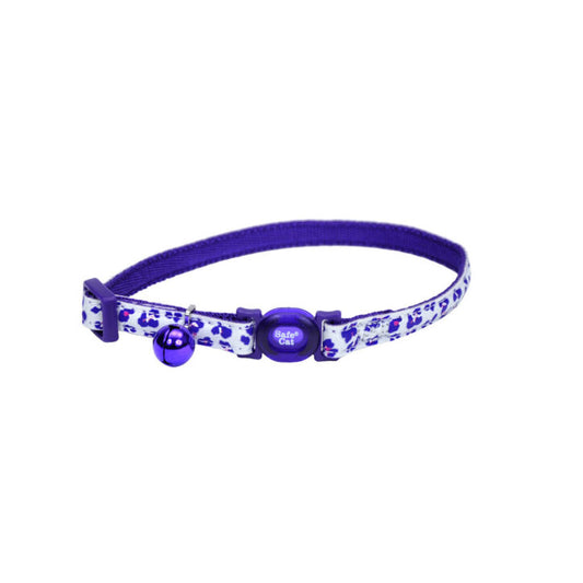 Safe Cat collier ajustable qui brille dans le noir 3/8 '' x 8-12'' Mauve brillant et Léopard