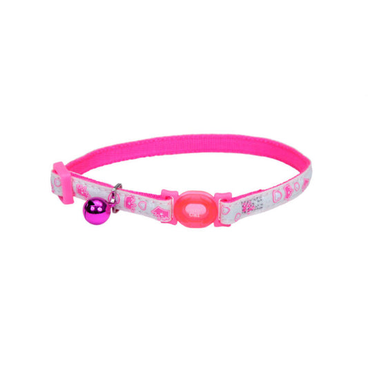 Safe Cat collier ajustable qui brille dans le noir 3/8'' X 8-12'' Diadème rose