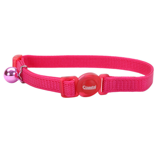 Coastal Safe Cat Collier en nylon ajustable anti-accroc avec boucle détachable 3/8X8-12 Rose
