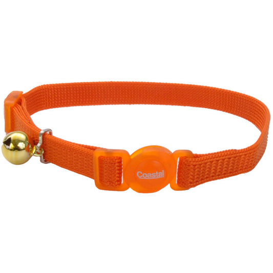 Coastal Safe Cat Collier en nylon ajustable anti-accroc avec boucle détachable 3/8X8-12 Orange