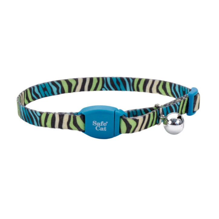 Coastal Collier en nylon ajustable avec boucle magnétique 3/8'' x 8-12'' lignes zébrées et turquoises