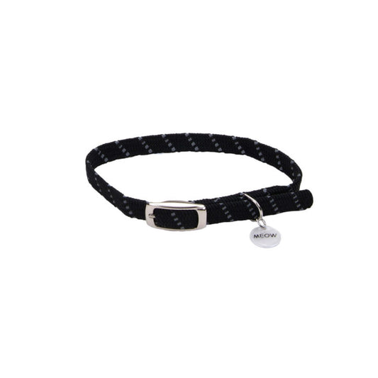 Collier élastique réfléchissant – Boucle ardillon 3/8''X10'' Noir