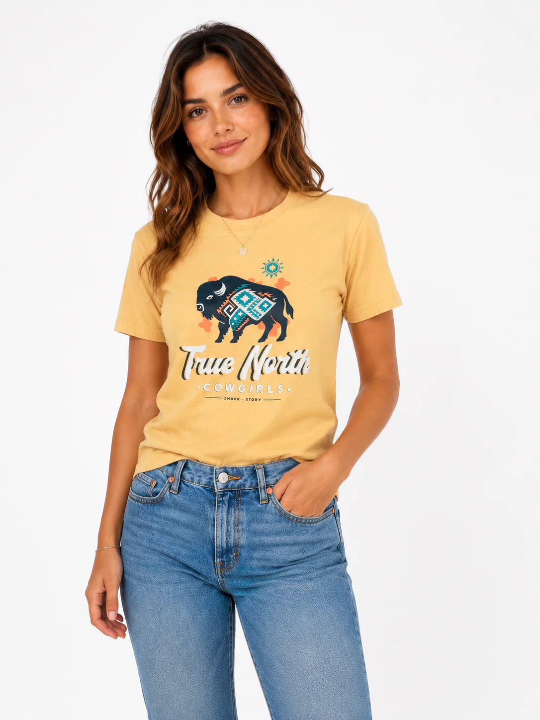Shack Story Buffle géométrique | T-shirt mangue | Femme