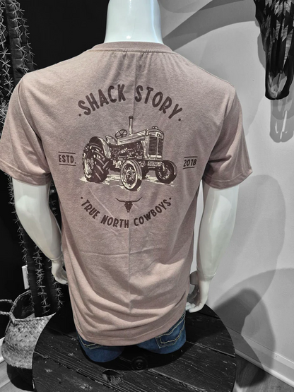 Shack Story Old Tractor T-Shirt, Brun, Unisex