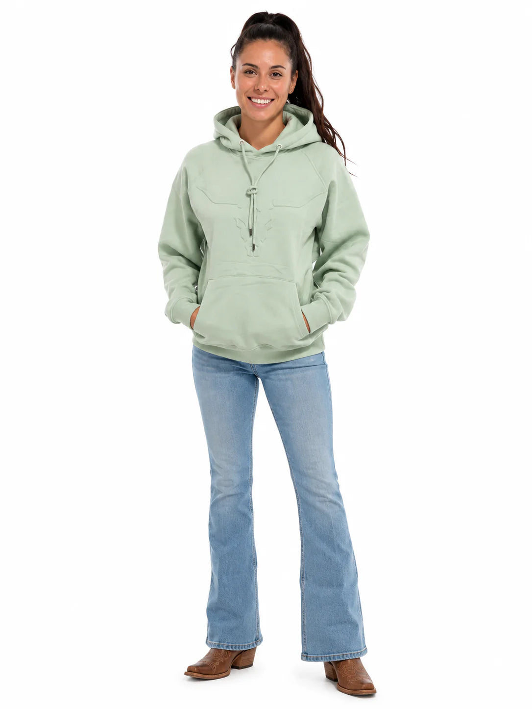 Shack Story Crâne embossé | Sweat à capuche menthe | Femmes