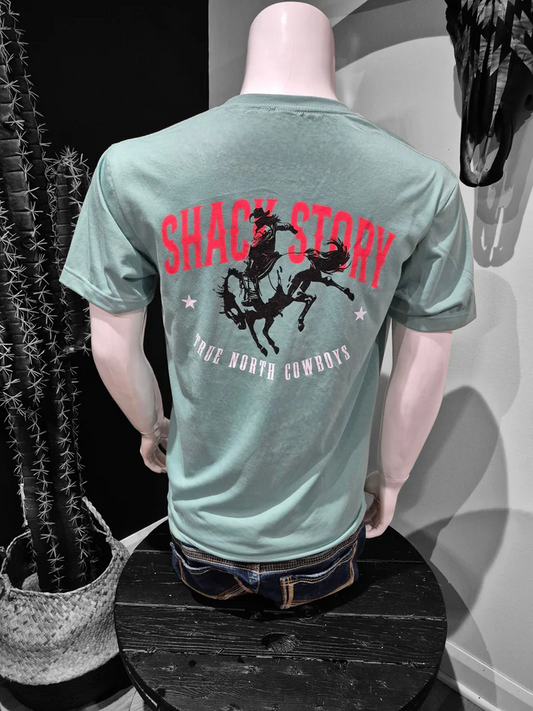 Shack Story Saddle Bronc T-Shirt, Vert, Unisex