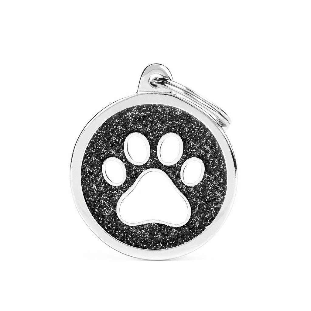 Medaille Glitter Paw Circle Black