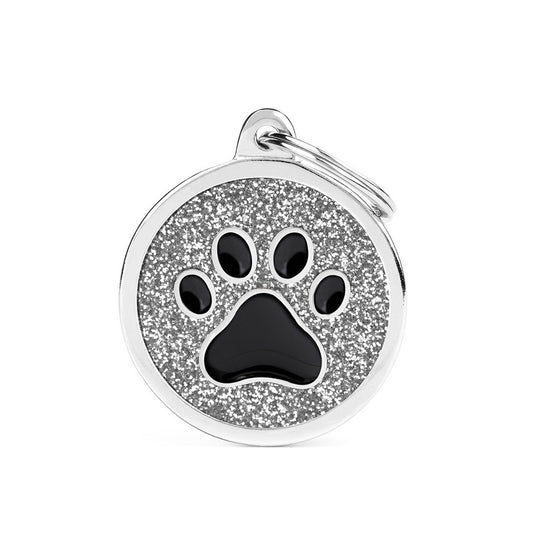 Medaille Grey Big Gliter Circle Black Paw