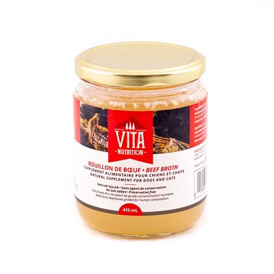 Vita Nutrition Animale Beef Broth / Bouillon De Bœuf - 415Ml
