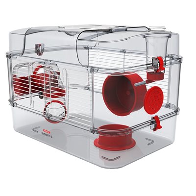 Cage Solo Rody 3 pour hamster, un étage, rouge, 41 x 27 x 28 cm (16,14 x 10,62 x 11,02 po)