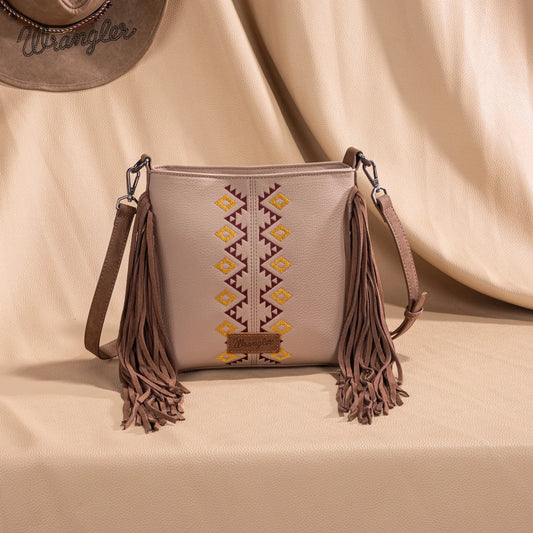 Wrangler bandelette à franges brodées aztèque - Beige